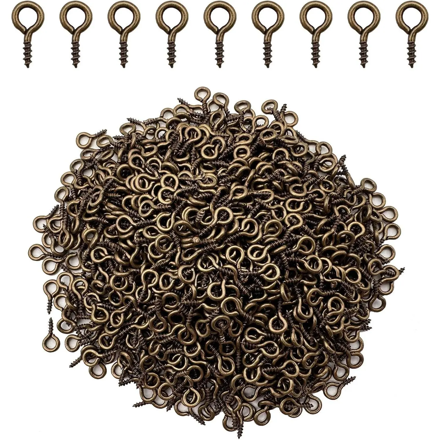 1000 Pcs Small Eye Pins Screws Jewelry Making Eyelets Pins for Craft Bronze 10 x 5mm