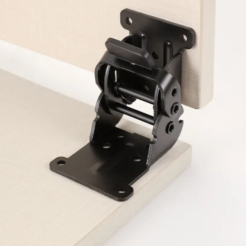 Self-Locking Folding Hinge, 0° Fold Storage, 90° Auto Lock, Home Furniture Frame Reinforcement Hardware Bracket, Stability, Compact