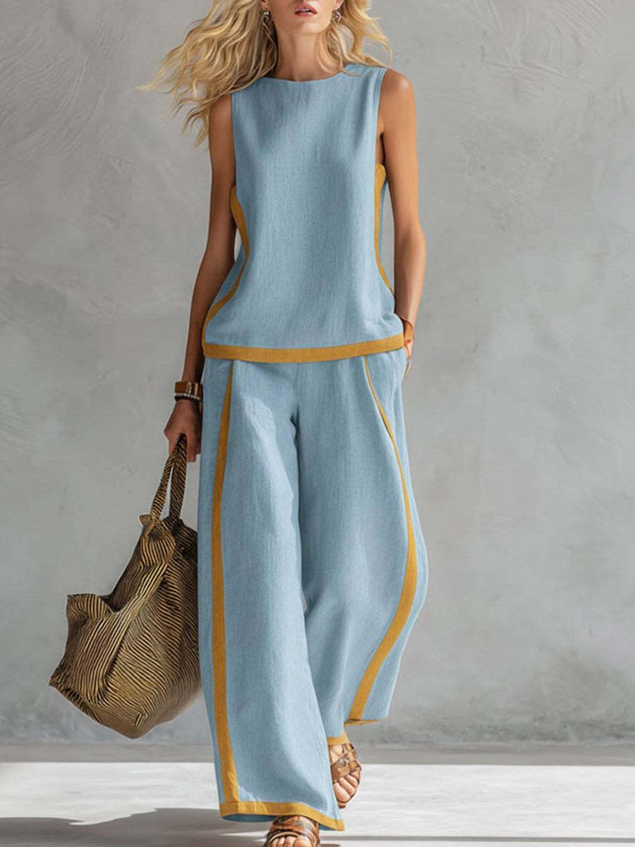 2026 Linen Blend Two Piece Set for Women Sleeveless Color Block Top Wide Leg Pants Set Casual Summer Outfit # LinenSet # WideLegPants # ColorBlock # SummerOutfit # BohoFashion # CasualWear # Outfit of the Day # WomensFashion 2026 Linen Blend Two Piece Set for Women Sleeveless Color Block Top Wide Leg Pants Set Casual Summer Outfit # LinenSet # WideLegPants # ColorBlock # SummerOutfit # BohoFashion # CasualWear # Outfit of the Day # WomensFashion