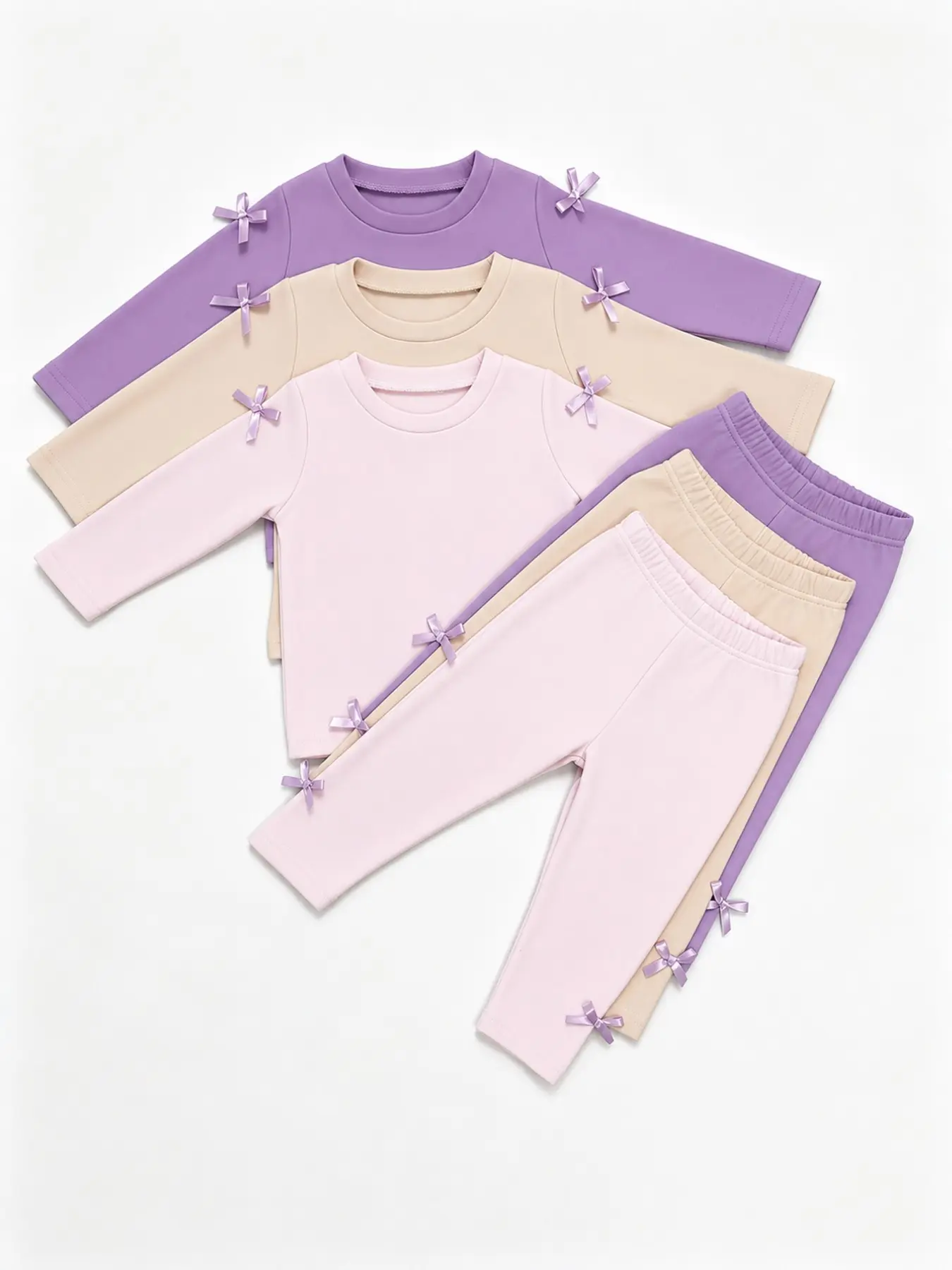 6-Piece Newborn Girl Set, Long Sleeve and Pants, Bow Decoration, Soft and Comfortable, Ideal for Fall and Winter, Perfect Gift