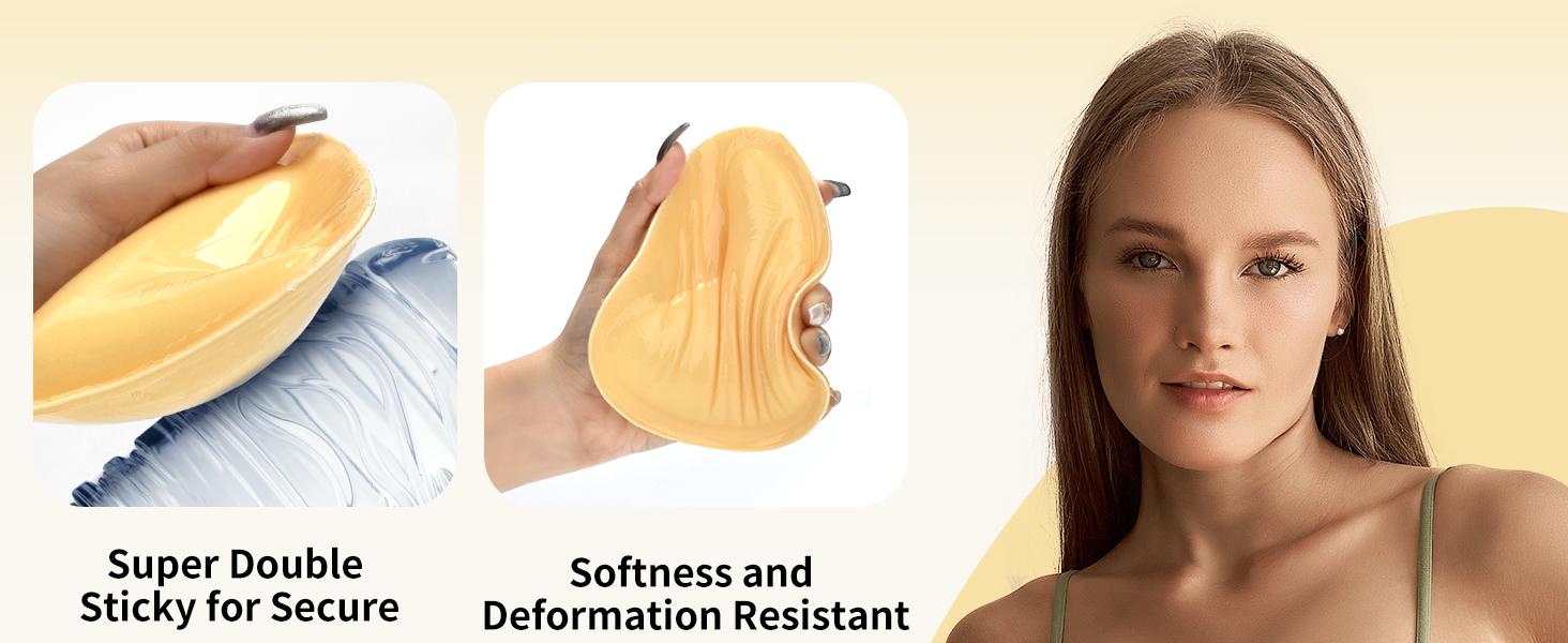Double Sided Sticky Bra Inserts, Self Adhesive Reusable Sticky Push Up Bra Pads Inserts for Breast Lift