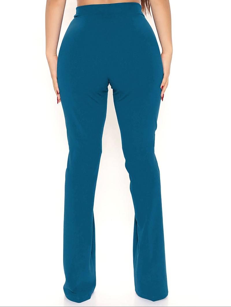 Women's Plain High Waist Flare Leg Pants, Rib Flares Pants, Casual Comfy Bell Bottom Trousers for Daily Wear, Ladies Bottoms for All Seasons