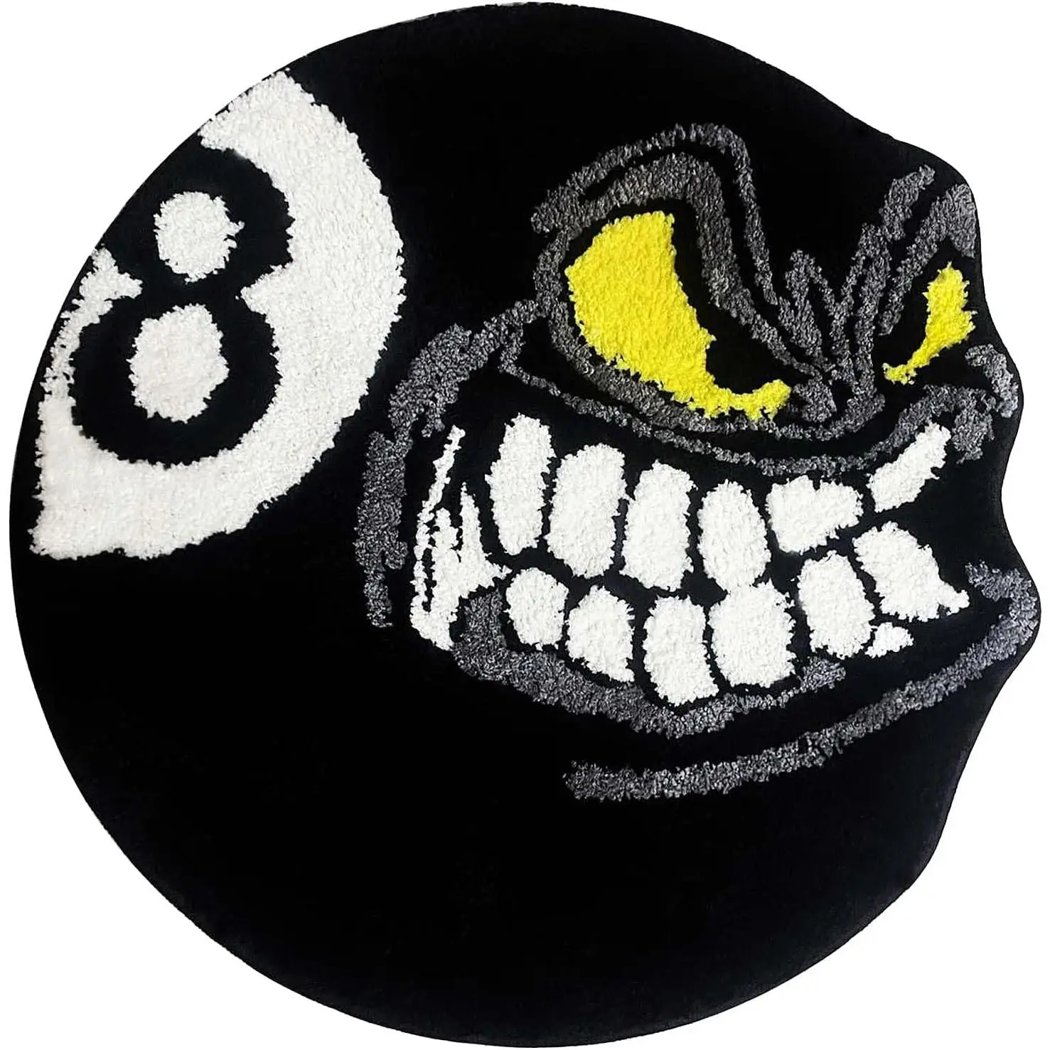 8 Ball Rug,23.6-Inch Black 8 Ball Carpet,Washable Durable Round Cool Rugs for Bedroom Men, Floor Decor for Living Room, Bedroom and Game Room