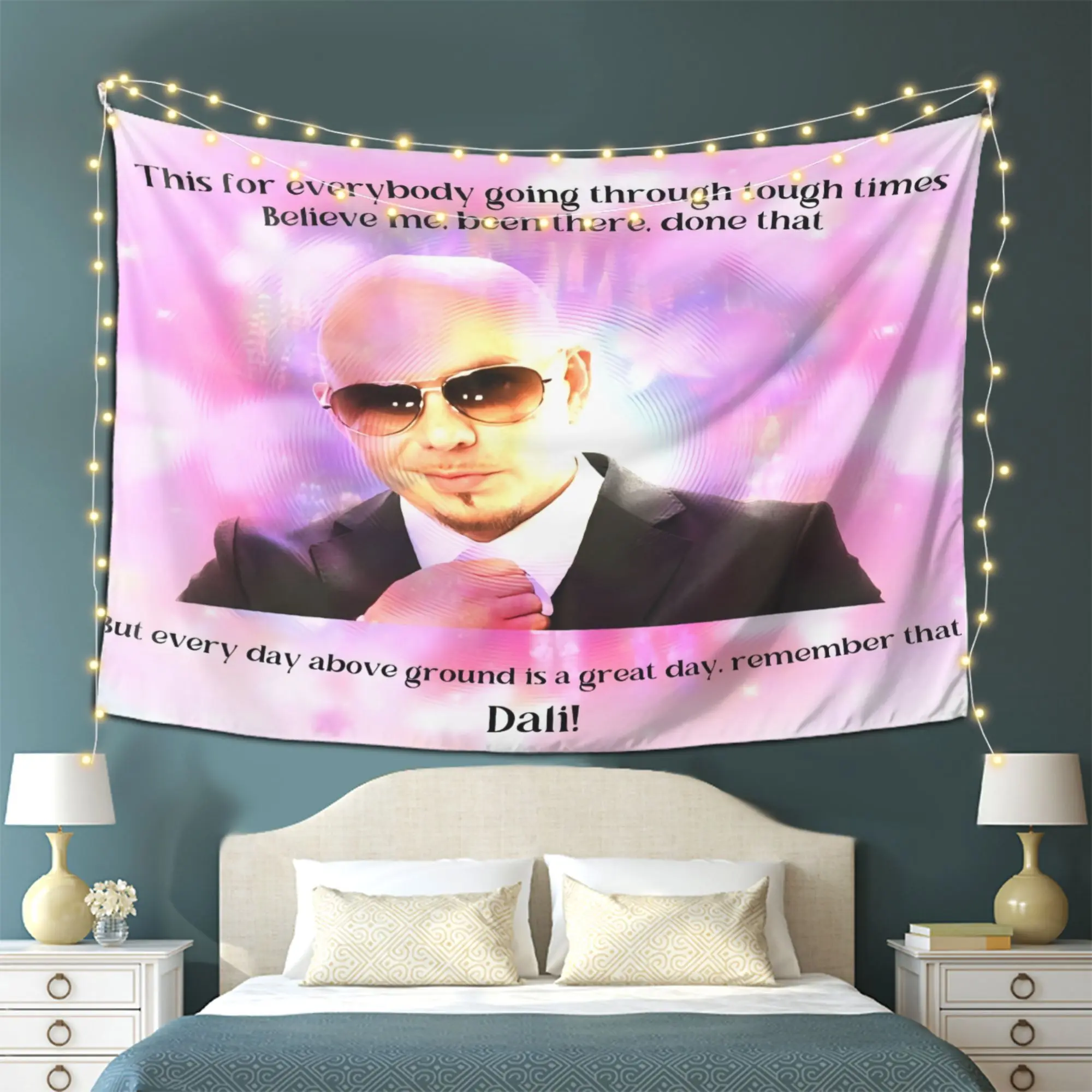 1pc Pitbull Singer Style Decorative Tapestry with Pattern, Suitable for Home, Office, Party - Easy to Hang Non-Electric Decoration