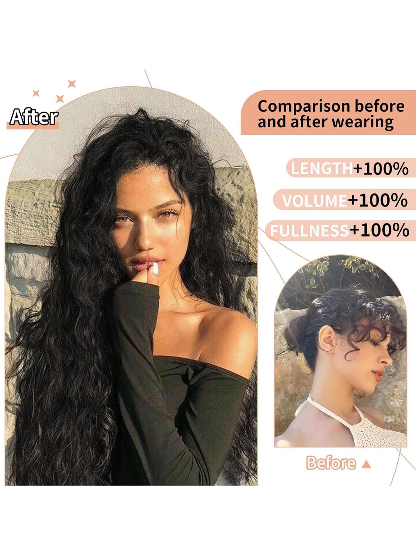 6pcs 20-Inch Wave Synthetic Hair Clips, Easy-To-Wear Clip-On Extensions, Long Mermaid Wave Style for Women, Daily Use, Wavy Synthetic Hairpiece