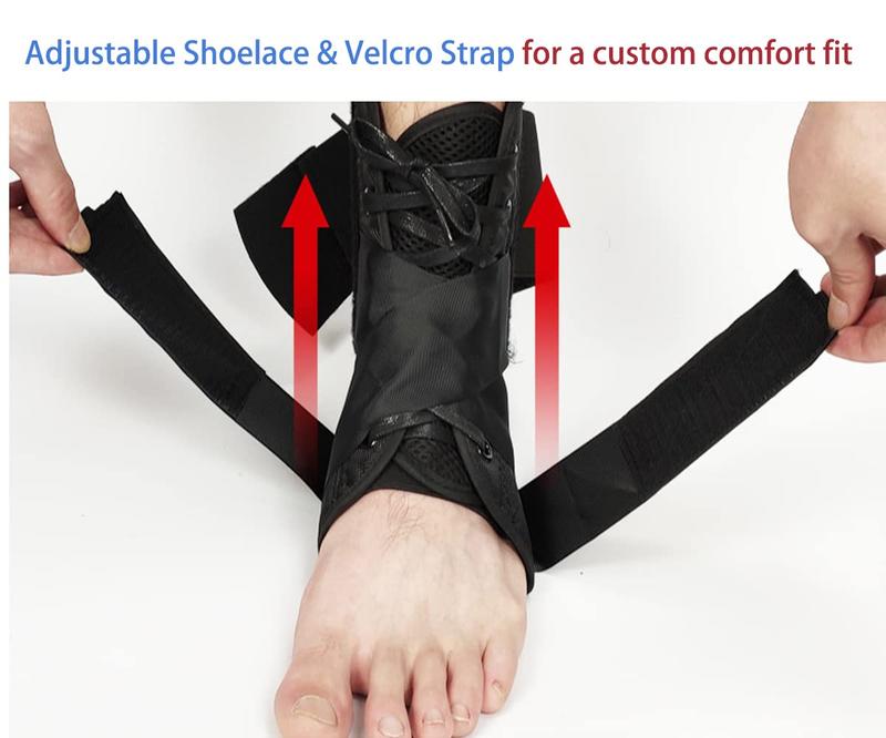 Sports Compression Ankle Support With Adjustable Figure-Eight Strap, Ankle Sleeve, Protective Gear, And Lace-Up Design