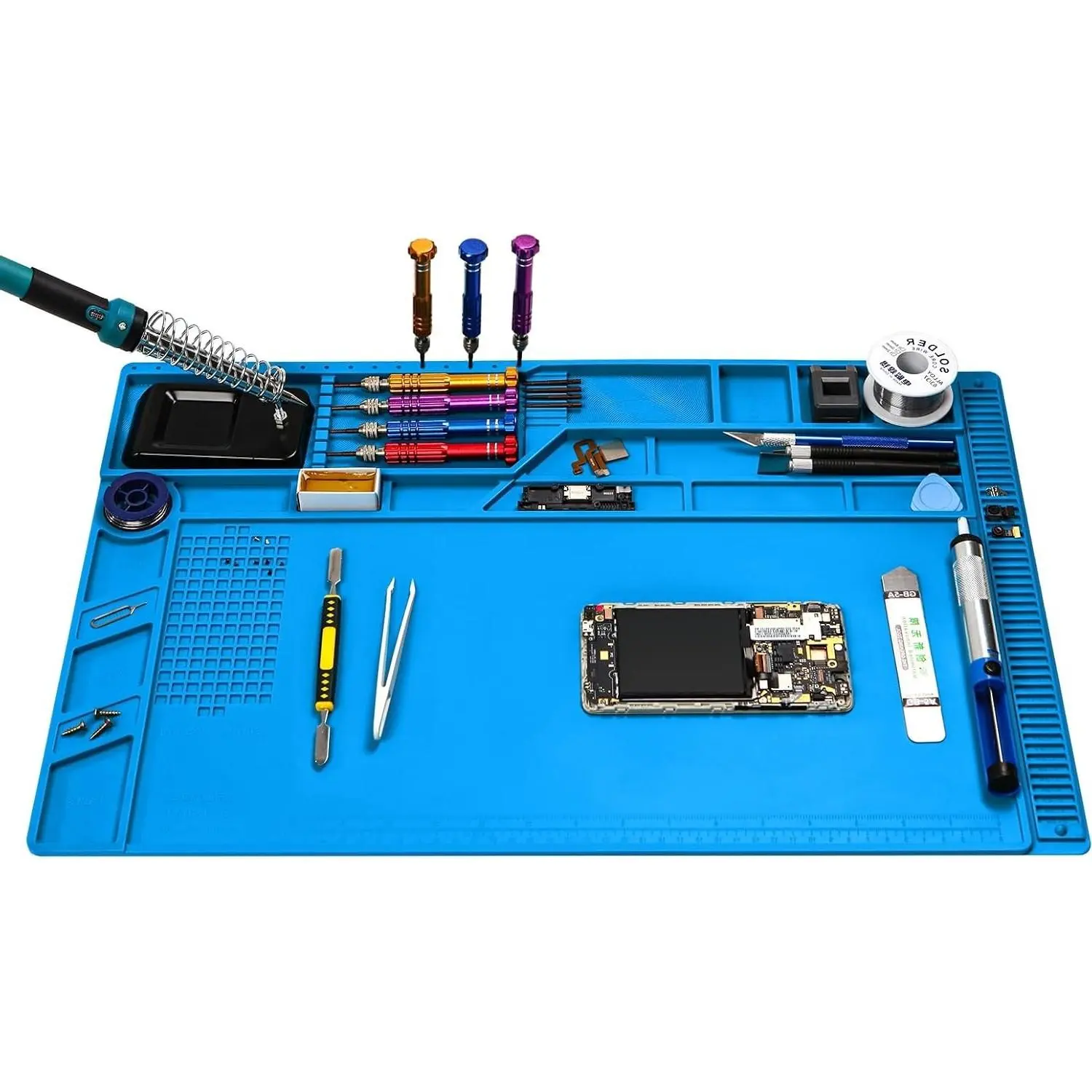 Large Silicone Soldering Mat Work Station for Electronic Repair, 21.6 x 13.8 Inches