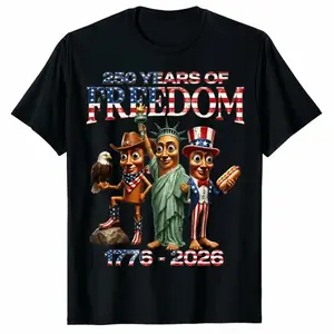 Graphic T-Shirt 250 Years Of Freedom 4th Of July USA Liberty TungTung Tung Sahur Patriotic T-Shirt, unisex streetwear casual camiseta verano patriotic meme tee, USA Independence Day cotton shirt for summer celebration outfit