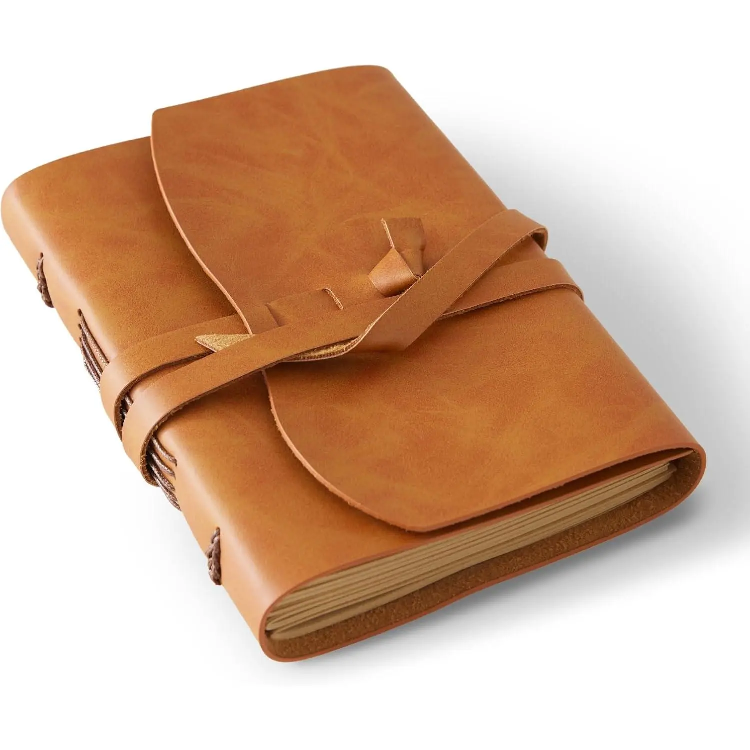 Retro Hand-Stitched Artisan Crafted Leather Journal Notepad - 4.8x6.5 Inches Small Lined Pages Mini Planner Diary, Ideal for Travelers, Brown (Office Stationery)