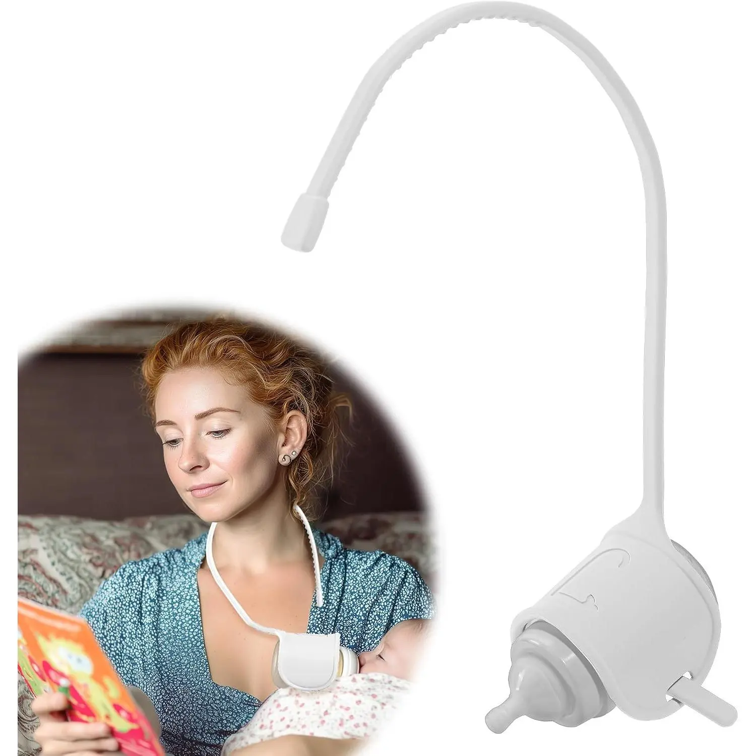 Adjustable Non-Slip Silicone Baby Bottle Support Holder, Comfort Feeding Aid for Parents, Fits Standard & Wide-Neck Bottles (White)