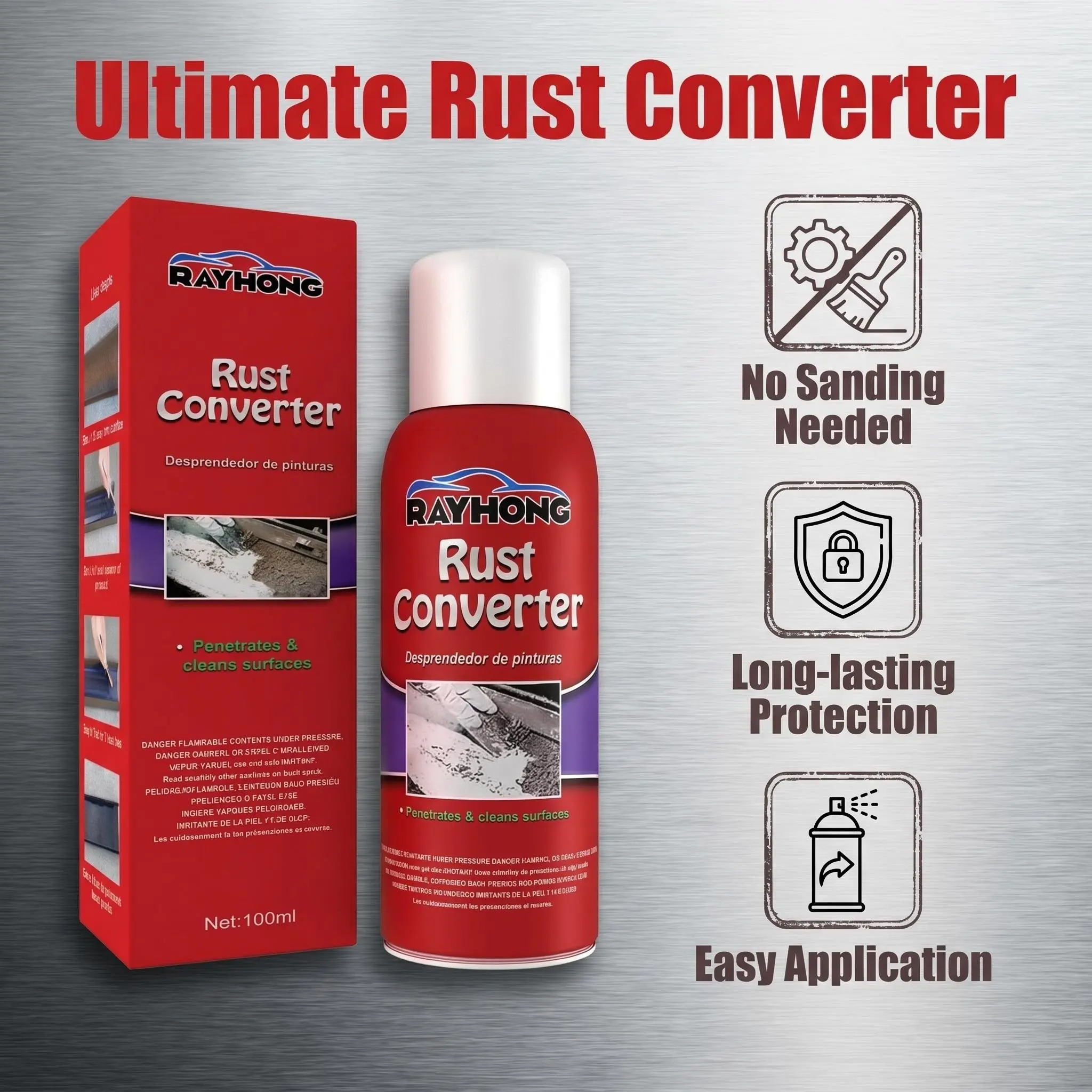 Long-Lasting Metal Underbody Rust Converter Primer, One-Key Solidification, High Adhesion Anti-Corrosion Protection, Off-Road Vehicle Care Spray