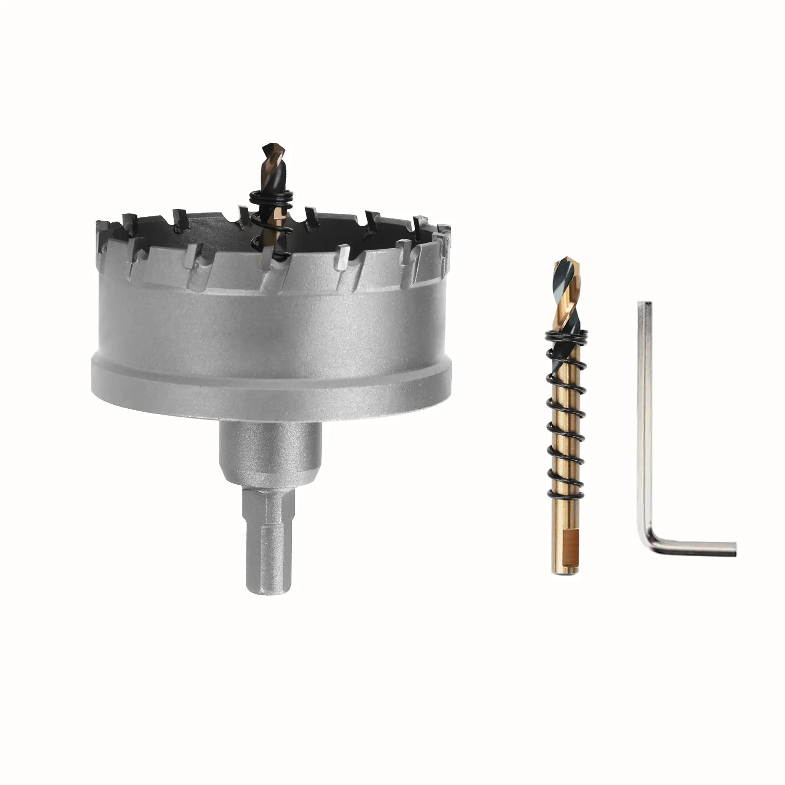 Tungsten Carbide Tipped Hole Saw Drill Bit for Hard MetalHole Saw,25mm Drilling Depth,Hole Saw with M2 Pilot Drill bits for for Hard Metal Stainless Steel, Metal, Iron, and Plastic,