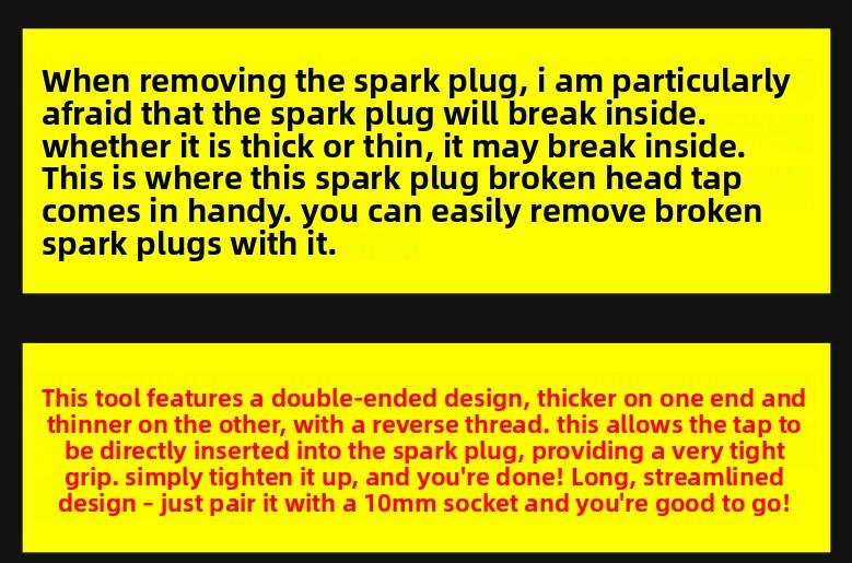 Spark plug removal tools, reverse thread taps, spark plug removal screws, automotive spark plug removal tools
