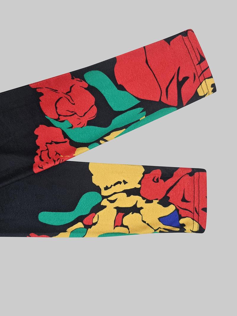 Women's Floral Print Dress, Bodycon Dresses, Elegant Fashion Casual Long Sleeve Dress for Party Club Dating Wear, Ladies Dress for All Seasons