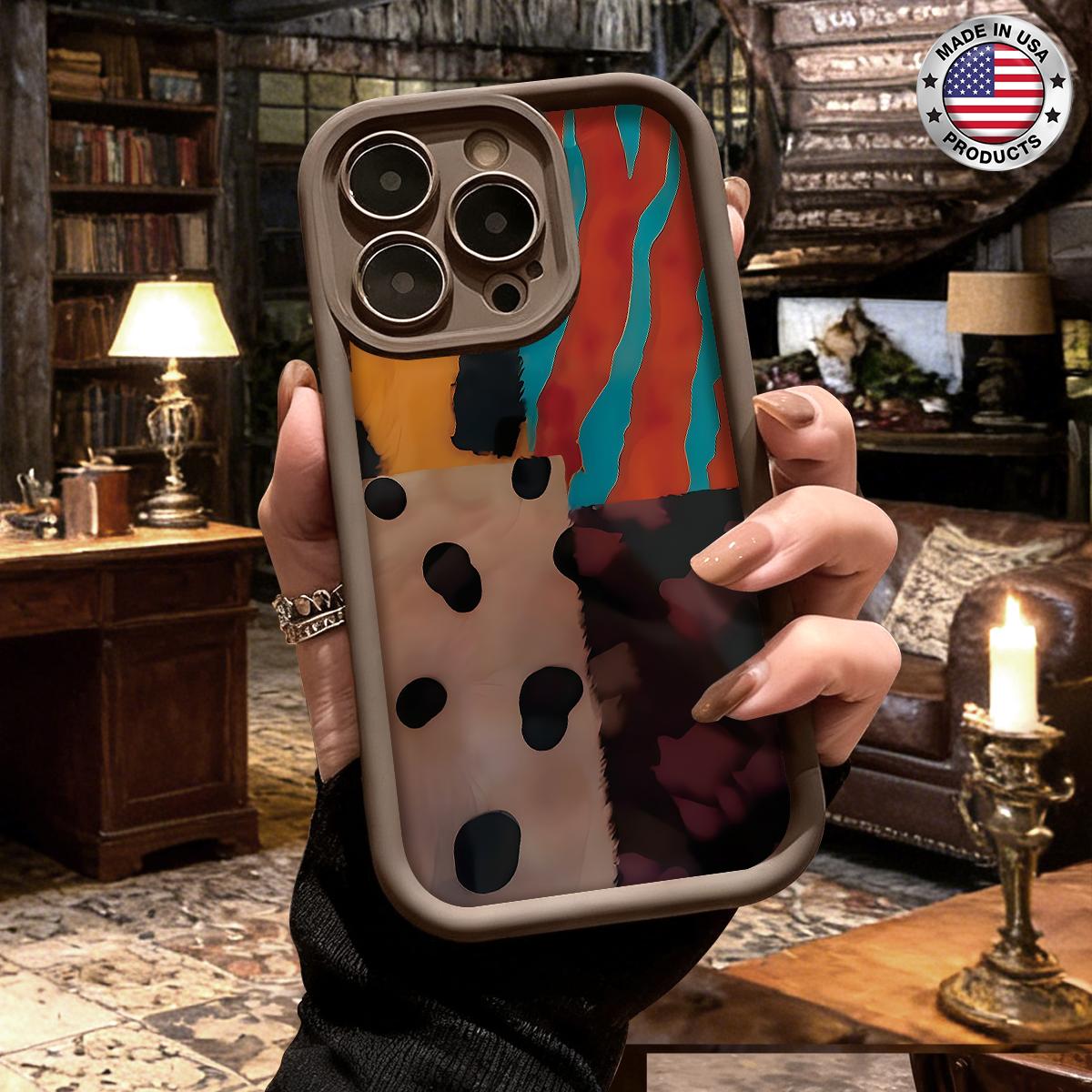 Trendy Abstract Patchwork Pattern Artistic Aesthetic Design Case for iPhone 17 16 15 14 Pro Max 13 12 11 XR XS Plus Air Slim Shockproof Anti Drop Protective Durable TPU Cover