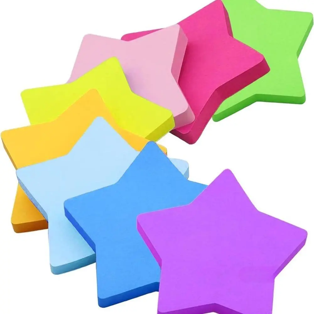 Creative Shaped Sticky Memo Pad Set in 8 Assorted Colors, 6.5 x 6.5cm Self-Adhesive Notes for Office & Journaling, 8 Colors, 8 Counts, Playful