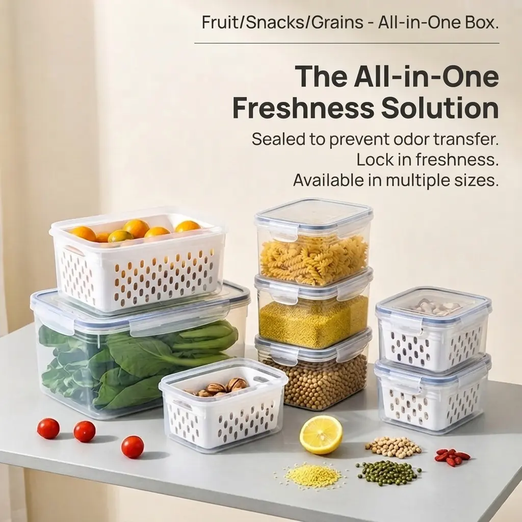 Stackable Fruit Storage Containers for Fridge with Removable Colander, BPA-Free Food Storage Container for Salad Berry Lettuce Vegetables Meat Keeper Fresh-YY2