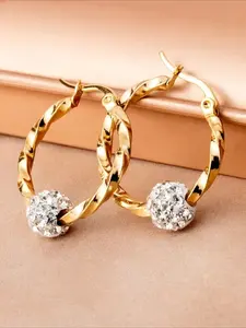 Elegant 18K Gold-Plated Stainless Steel Hoop Earrings, Sparkling Rhinestones-Perfect for Parties And Everyday Fashion, Innovative Earrings, High Quality Earrings