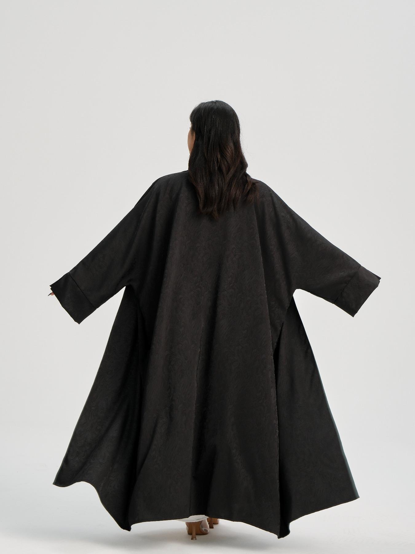 Women's Jacquard Split Sleeve Abaya Casual Cardigan, Modest V Neck Long Sleeve Open Front Abaya Dress for Daily Wear, Women's Islamic Clothing for All Seasons