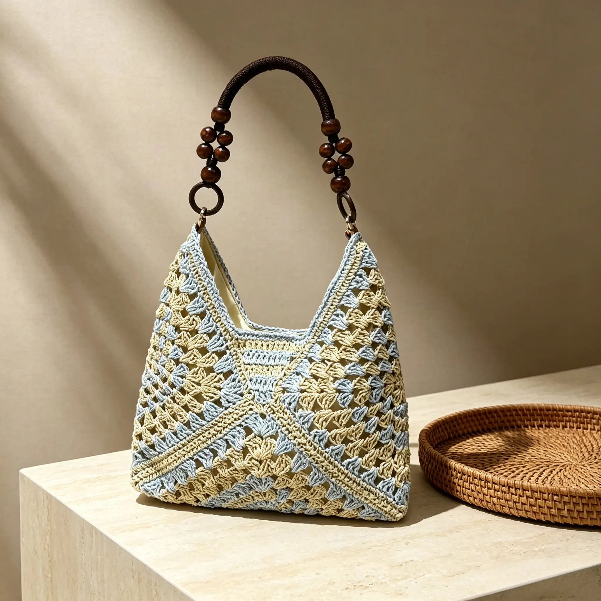 Womens Hand‑Woven Straw Tote Bag, Paper Rope Crochet Single‑Shoulder Handbag, Lightweight Large‑Capacity Carryall For Summer Travel, Beach Getaway And Camping Occasions