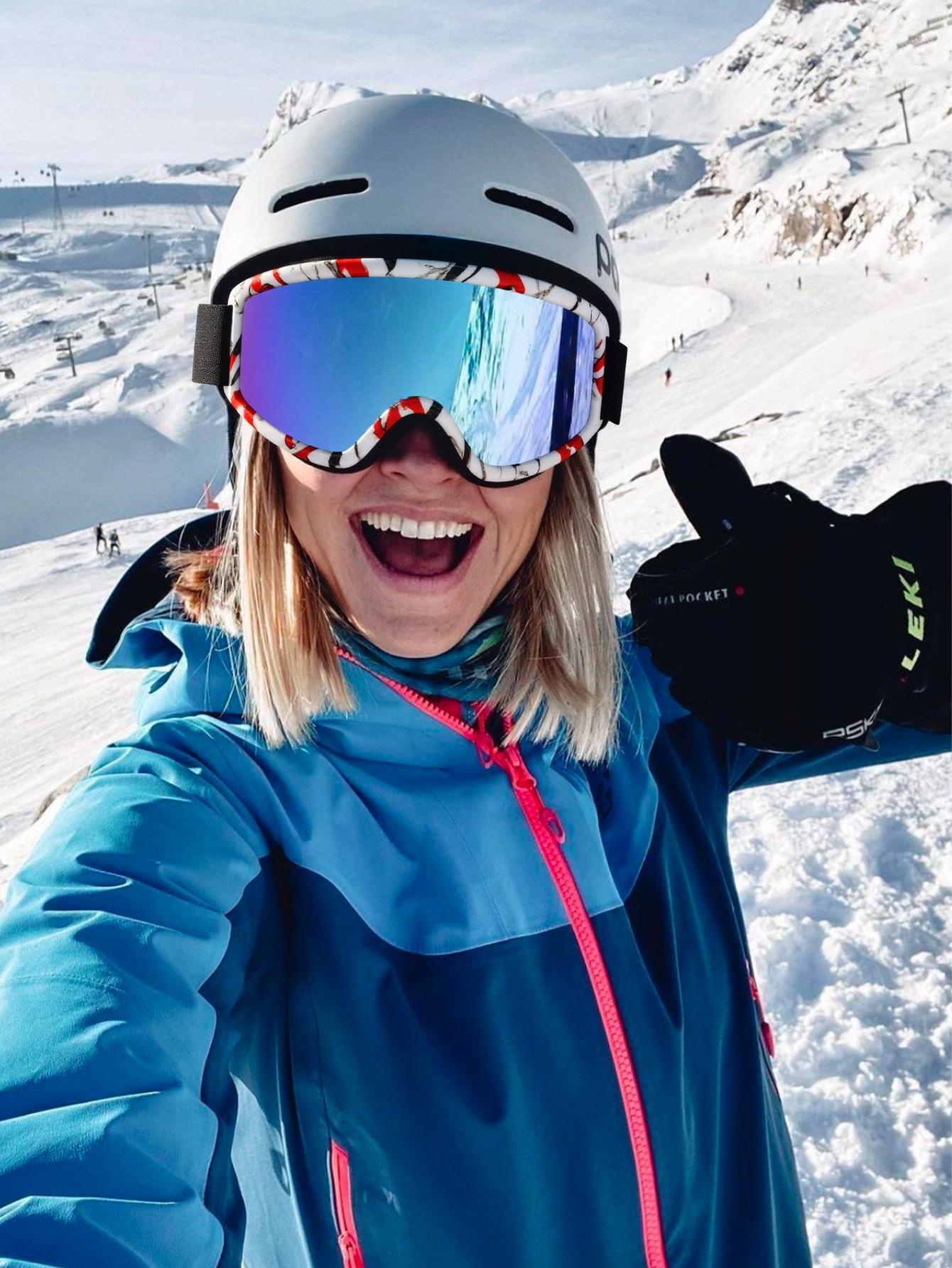 Large Frame Ski Goggles with Colorful Lenses & Soft Sponge Padding, Impact-Resistant Anti-Glare Snow Eyewear for Outdoor Winter Sports, Snowboarding & Skiing