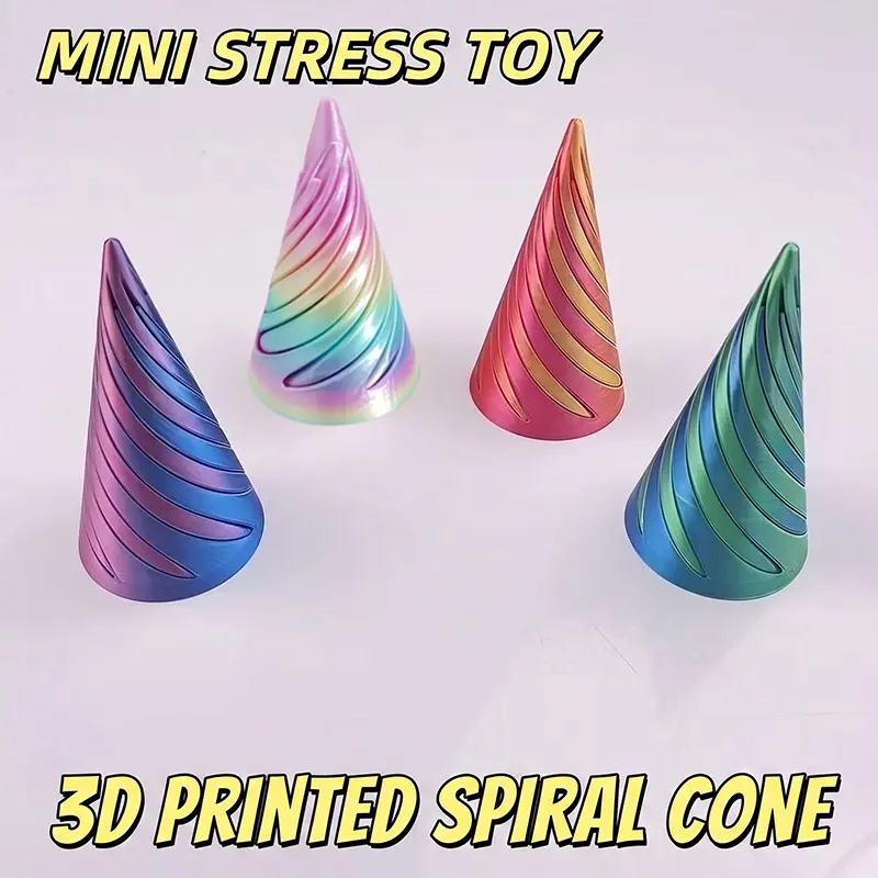 3D Printed Impossible Spiral Cone Fidget Toy, Rotating Sensory Stress Relief Desk Decor, Novelty Fidget Gift For Kids & Adults