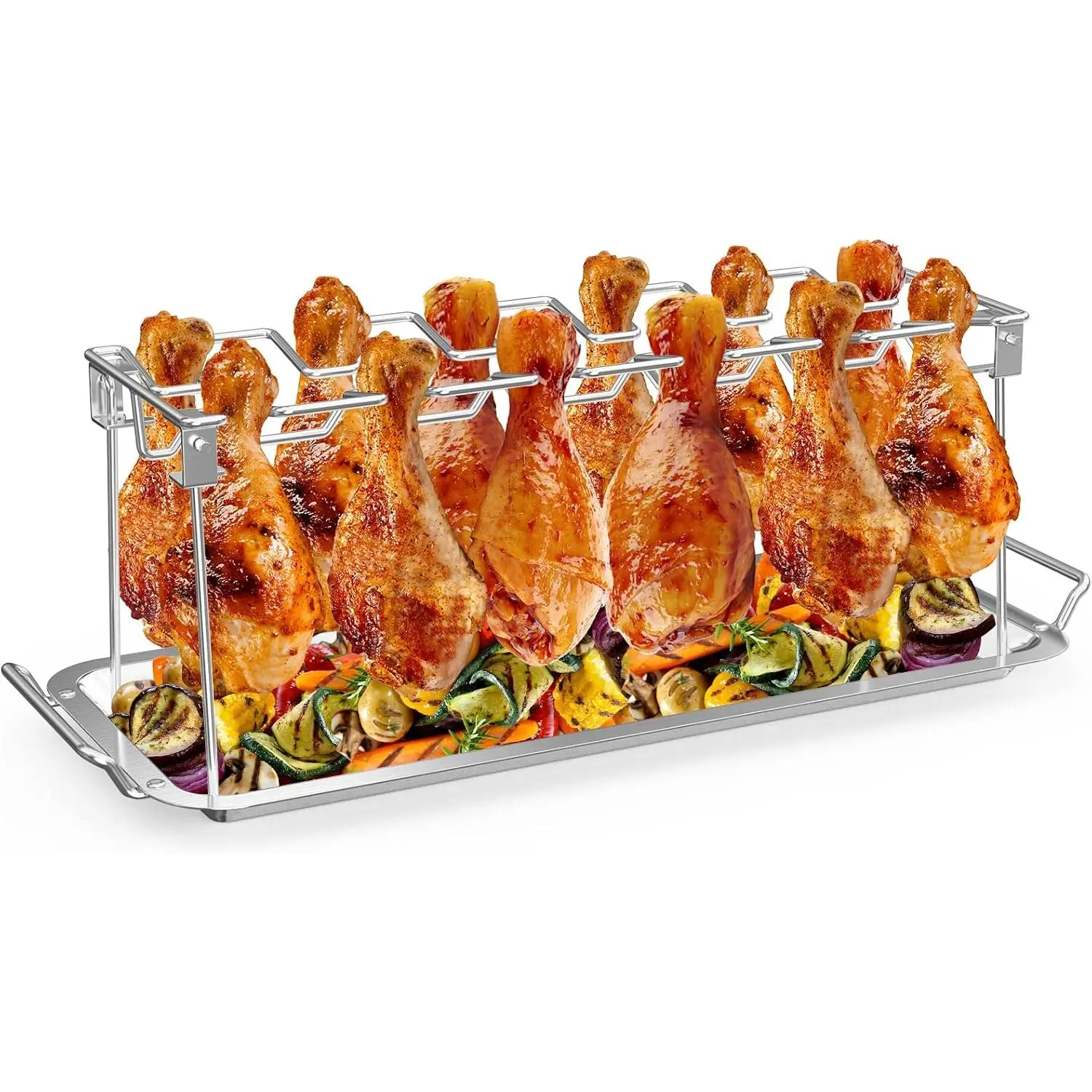 Chicken  Rack for Grill with Drip Tray, 12 Slots Chicken Wing Rack -  Stainless Steel Chicken Drumstick Rack for  - Chicken Drumstick Holder for Grill Accessories | Chicken Wing Rack,  Stainless Steel, Chicken Drumstick Holder for Grill Accessories