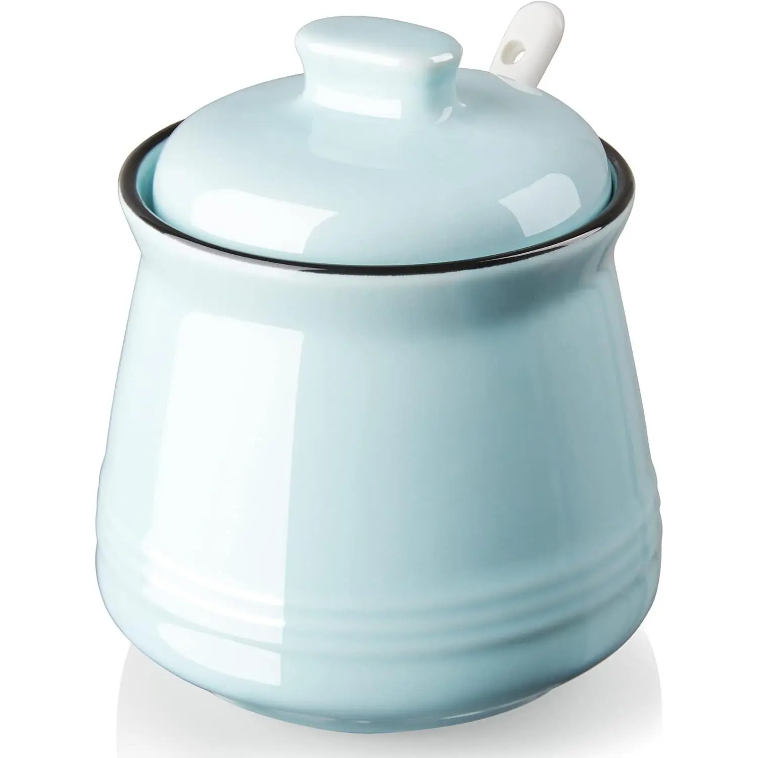 12 oz Ceramic Sugar Bowl with Lid and Spoon, Turquoise Sugar Container Dispenser for Coffee Bar, Kitchen Decor & Accessories