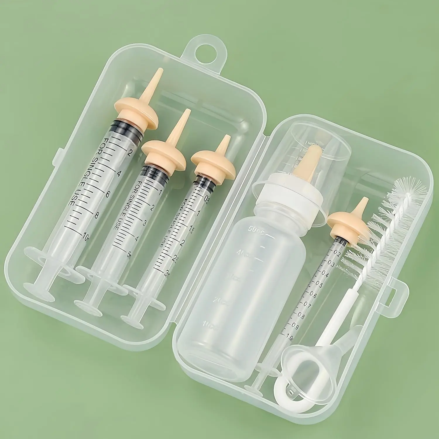 Pet Nursing Kit, Kitten Bottle Feeding Set with Nursing Nipples, Formula Dispenser, Liquid Syringe for Newborn Puppies and Kittens
