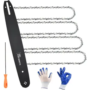 16 Inch  Bar & Chain Combo - 3/8"LP Pitch .050" Gauge 56 Drive Links Fits , Ryobi, Echo, EGO& ,Complete  Chain Kit (4 Chains + 1 Bar + 1 File + 1 Pair of Gloves)