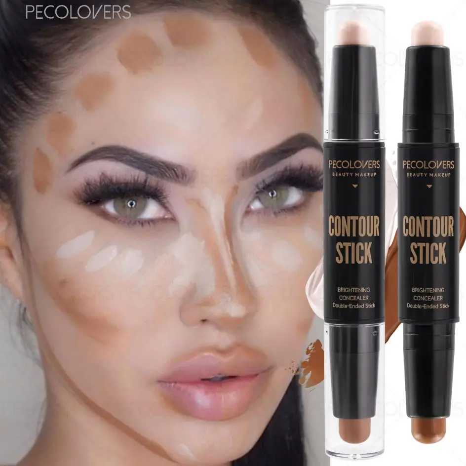 1PC Double-ended Contouring and Highlighting Stick, Available in Light/dark Color, Shaped Face with a High Nose Bridge Makeup Look, Highlighter and Concealer, Waterproof, Creating Three-dimensional Facial Contours and Highlighting Effect