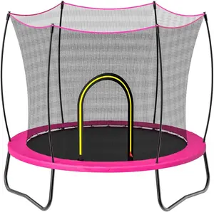 Round Trampoline with Enclosure for Backyard Use 55 Inch Diameter with Bungee Cord System and UV Resistant Safety Net