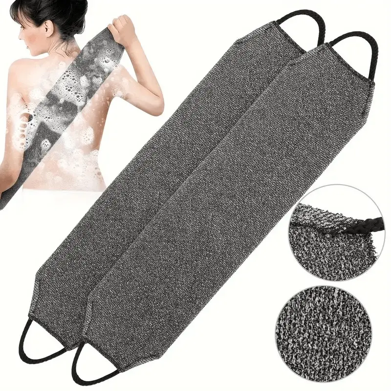 2pcs African Net Bath Body Exfoliator, Long Net Double-Sided Shower Scrub, Back Scrubber for Smooth Skin, Beauty Skin Bath Wash Tool