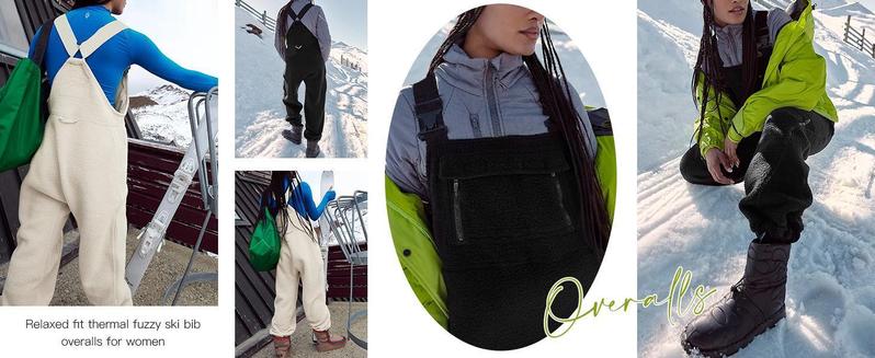 Imily Bela Women's Fleece Warm Overalls Winter Loose Casual Jumpsuits with Pockets