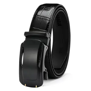 (HC)Men’s leather belt with an automatic buckle, featuring a sleek, streamlined car-inspired head and an alligator-textured body; this durable belt blends casual and formal styles, suitable for various occasions—an excellent gift for Father’s Day
