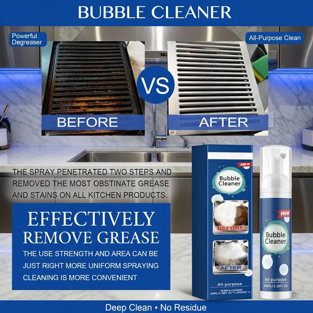 Powerful Foaming Kitchen Degreaser - Heavy Duty Grease & Oil Remover for Range Hood, Stovetop, Exhaust Fan, Walls & Cookware