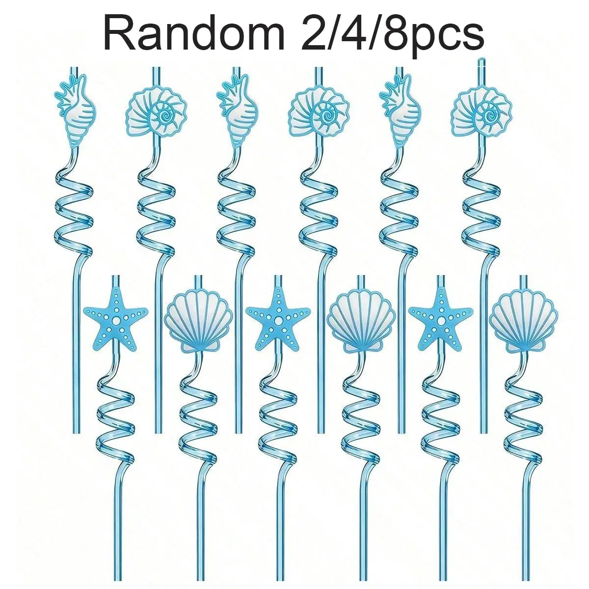 Summer Blue Ocean Series Glass Drinking Straws, with Shell/starry Pendant, Reusable, Party Decor, Milkshake Friendly, Easy Clean