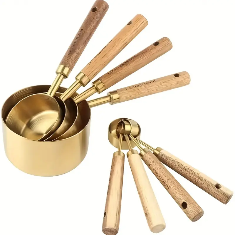 Stainless Steel Measuring Cups & Spoons Set, 8 Counts/set Including Spice Spoons & Coffee Spoons, Durable Kitchen Measuring Utensils Baking Tools for Home Dining Room