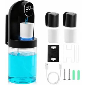 Automatic 20.29oz Touchless Electric Wall Mounted Mouthwash Dispenser 4 Modes with 4 Magnetic Cups for Kids & Adults Bathroom Accessories Set