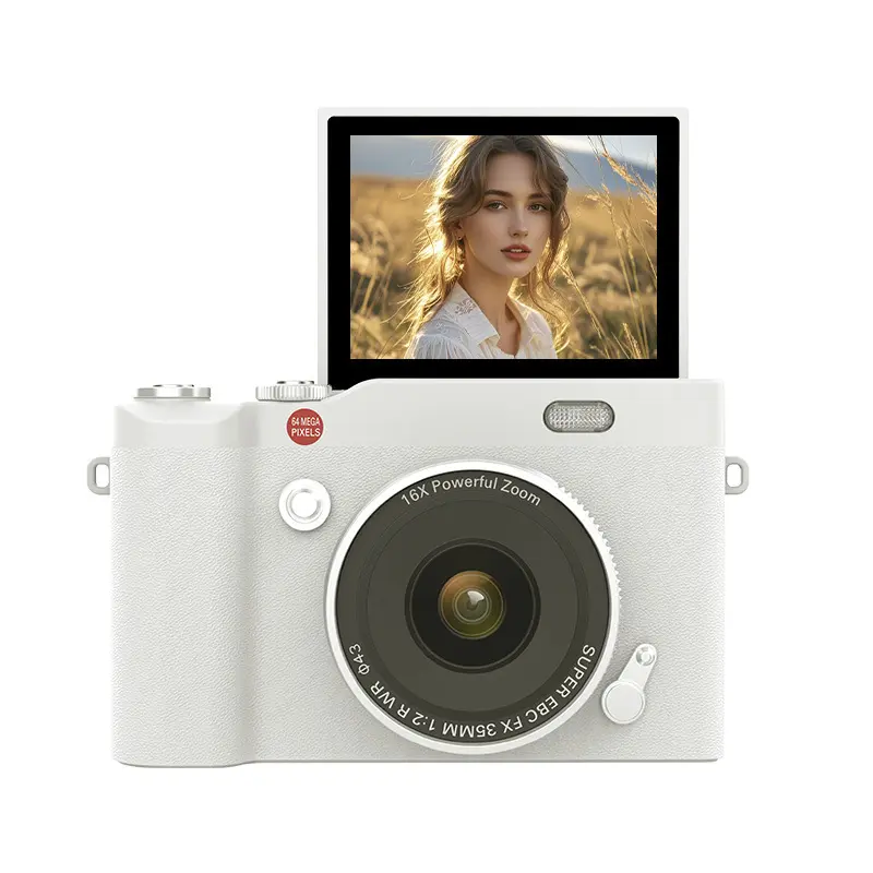 Vintage student camera, flip-screen portable camera, pocket camera with filters, entry-level digital zoom camera with memory card, suitable for back-to-school, Christmas, and Thanksgiving