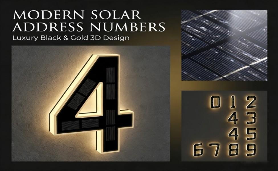 Solar Lighted House Numbers 9 Inch Waterproof LED Address Signs for Outside Modern House Numbers with Large Personalization Options,Decorate your door number, DIY personalisation.Modern Farmhouse Illuminated Sign Light