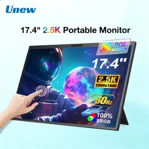 Unew 17.4 Inch 2.5k Touch Portable Monitor, 2560x1600 IPS Screen, Type-C/HDMI External Secondary Screen, G Sync Compatible, 12w Power Consumption