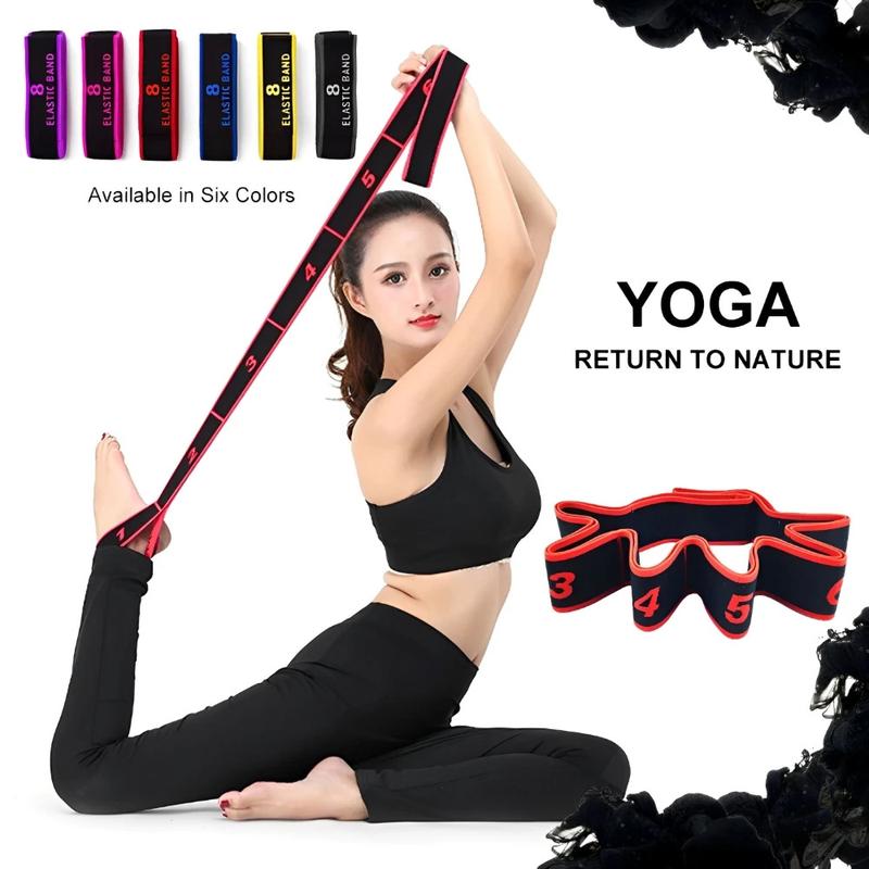 with 8 Sections Dance Resistance Band Yoga Stretching Pilates Fitness Digital Elasticity Elastic Stretch Training Tension Belt exercise  equipment Rotating mat strength gym