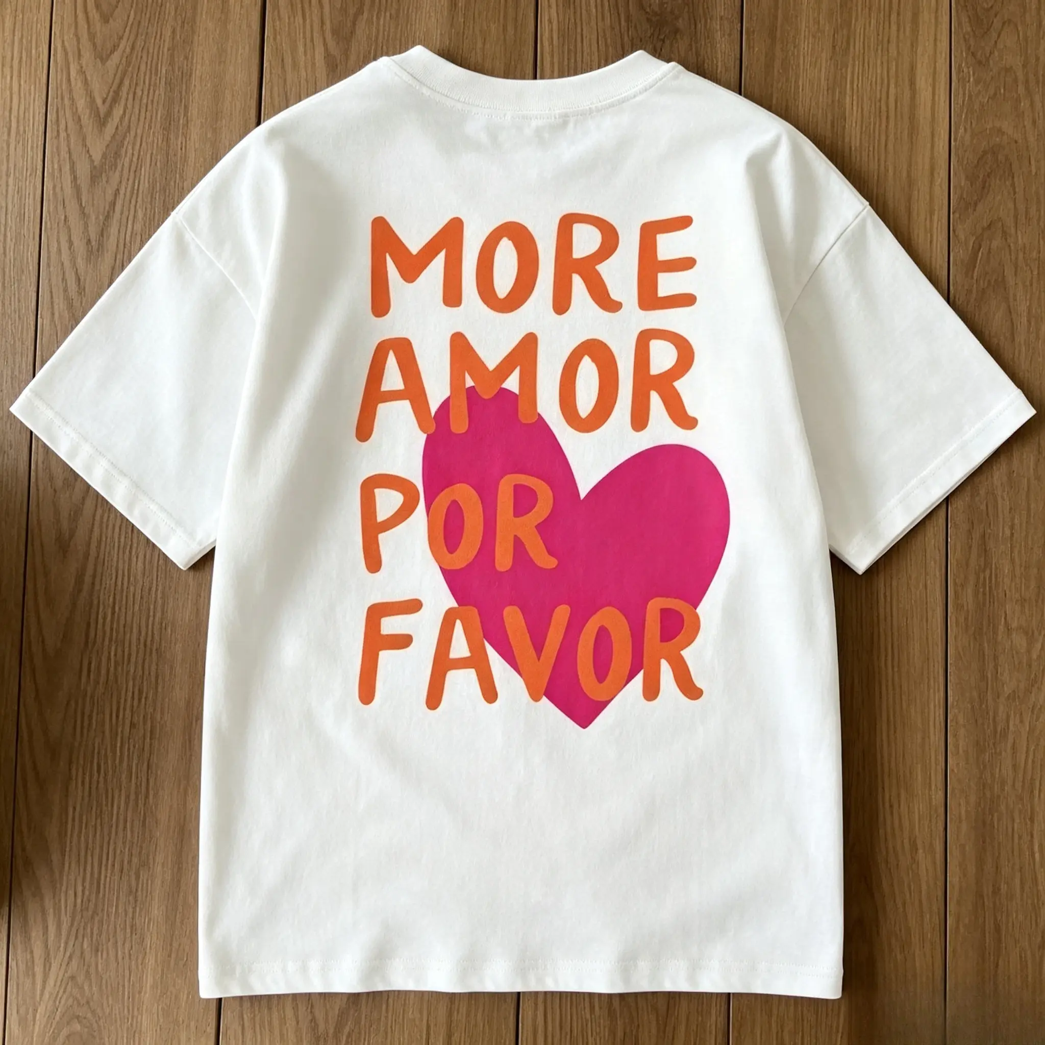 More Amor Por Favor Pink Heart Letter Graphic Cotton T-Shirt, Oversized Comfort Fashion Outfit, Spanish Love Quote Casual Top, Perfect Valentine's Day Holiday Gift for Lovers, Family, Friends For Him Her