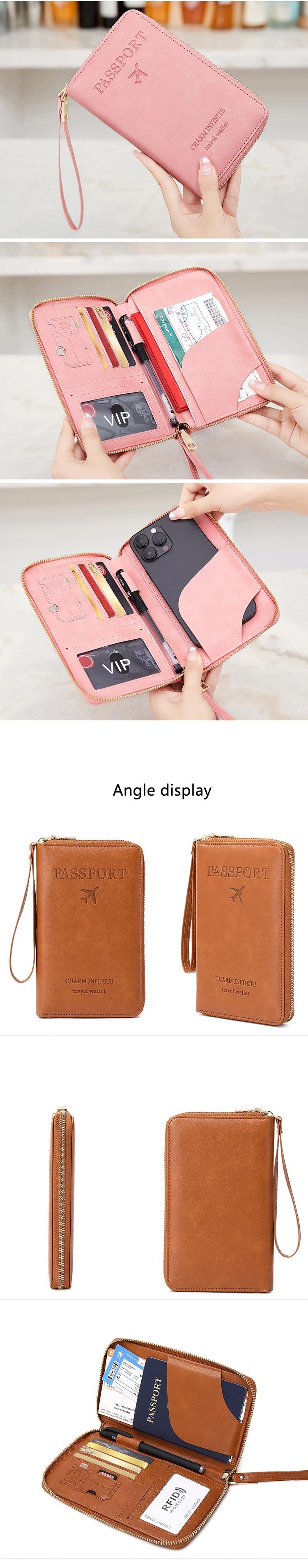 Travel Passport Wallet with Rfid Protection, Lightweight Anti-Theft Design, Zipper Closure, Card Holder, Travel Document Holder, Essential Travel Accessory