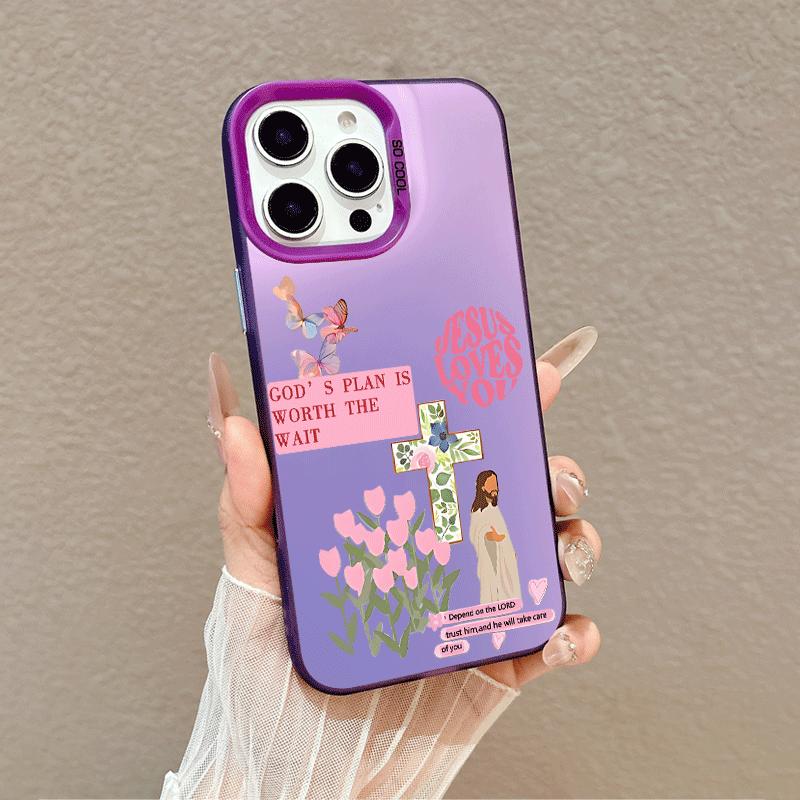 Softcase for iPhone 17 16 E Pro Max 15 Plus 14 13 12 11 XS XR Soft Pink Jesus Faith Art Premium Shockproof Silicone Lightweight Anti-Scratch Protective Cover