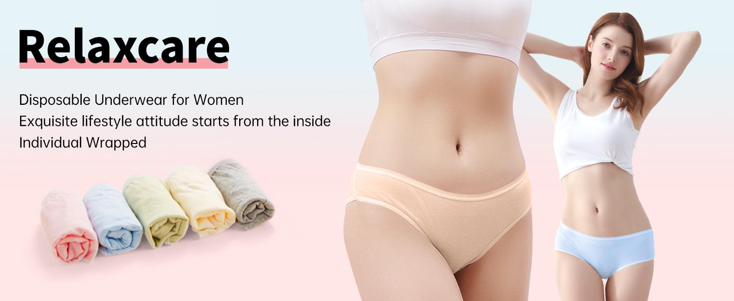 Disposable Underwear for Women Travel-Hospital Stays- Pure Cotton Ladies Brief Panties Multicolor (10pk)