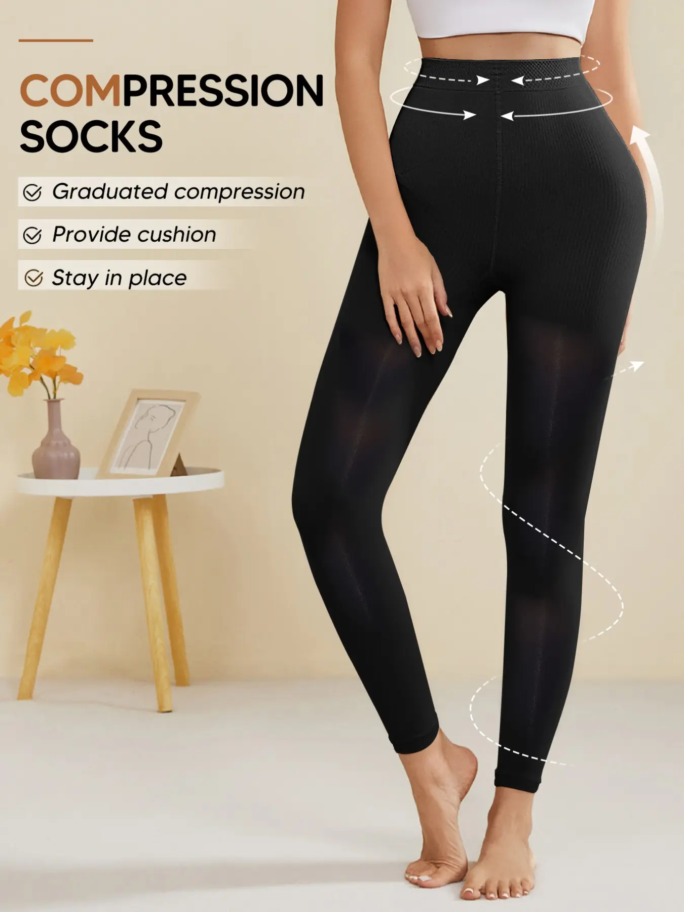 Women's Compression Pantyhose 8-15mmhg, Footless Design, Supportive & Comfortable, Ideal for Daily Wear, Medical Grade Compression Socks