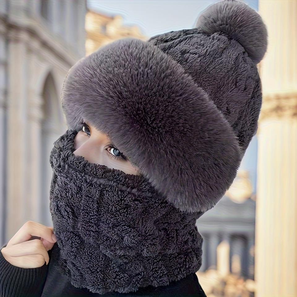 Women's winter hat and scarf 2025 new style plus velvet thickened cycling windproof and cold-proof electric car warm pullover hat