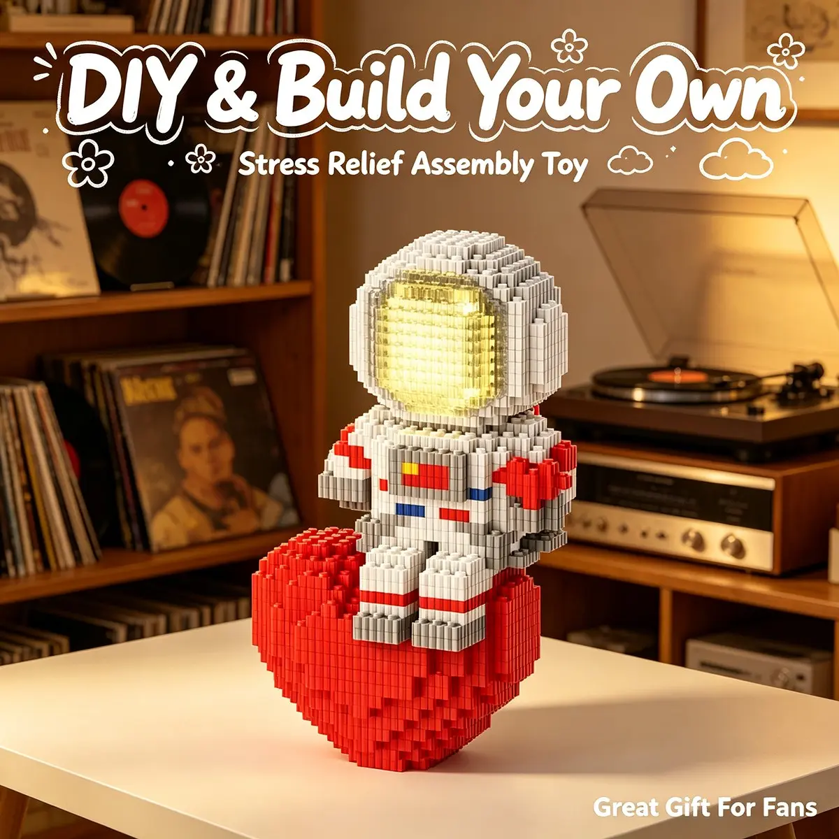 Astronaut 3D Puzzle Building Blocks, Buildable Blocks, Home Office Decor, Party Decoration, Ideal Gift, Handmade Craft, Fine Carving, Lightweight Statue